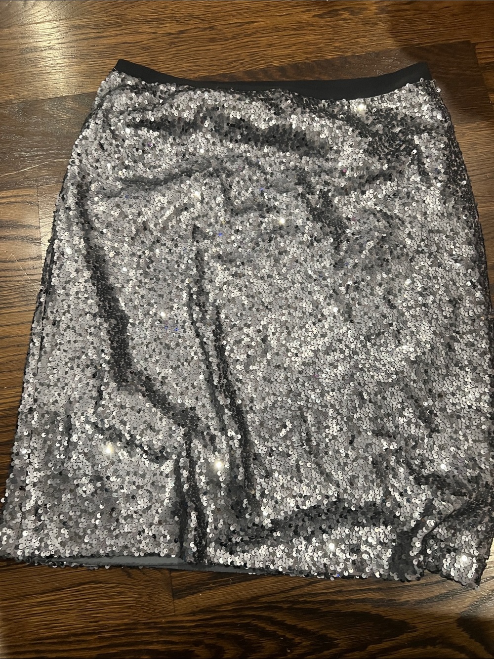 NIC+ZOE Silver Sequin Pencil Skirt
